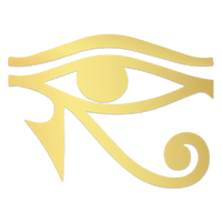 an egyptian eye on a black background