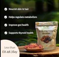 a bag of dried apricots on a wooden table